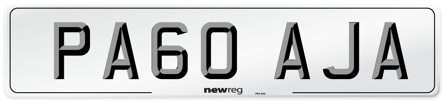 PA60 AJA Number Plate from New Reg